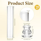 16 Set Clear Glass Hurricane Candle Holders, 12.5" Open Ended Bottomless Windproof Cylinder & 2.1" Taper Candlestick Holders for Wedding Party Home Hotel Decor - Image 2