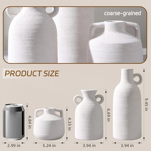 Ceramic Vase Set, 3Pcs Flower Vases for Modern Boho Farmhouse Decor, Decorative Vases for Pampas Grass & Dried Flowers, Distressed Finish - Image 2