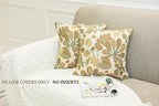 Mika Home Set of 2 Jacquard Tropical Leaf Pattern Throw Pillow Covers Decorative Pillowcase 22X22 Inches,Teal Cream - Image 2