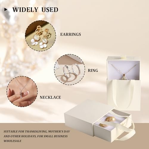 40 pcs paper boxes 9 x 9 x 3.5 cm, beige luxury gift storage, jewelry gift storage box suitable for earrings necklaces bracelets rings - Image 4
