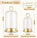 Metal Candle Holder, 5"&4" Wide Hurricane Glass Candle Holders with Handmade Glass Dome, Hanging Brass Candle Lantern for Pillar Candles, Table Coffee Decor, Interior Decoration (Not Included Candles) - Image 4