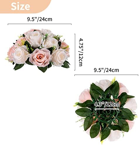 NUPTIO Flower Balls for Wedding Centrepieces - 10 Pcs 9.5in Diameter Artificial Flower Ball Arrangement Bouquet Peachy Pink & Creamy White Fake Rose Flowers Party Centerpieces for Weddings Tables - Image 5