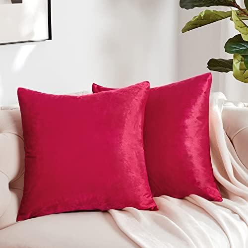 GIGIZAZA Decorative Throw Pillow Covers 20 x 20, Red Sofa Pillow Covers Velvet, Set of 4 Decor Square Cushion Covers - Image 3
