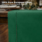 Signature Linen™ by D'Moksha, Forest Green Table Runner 120 Inches Long, 100% Pure Linen, Hemstitch, 14 x 120 Inch Table Runner for Dresser, Dining- Fall, Weddings, Outdoor Hosting - Image 2