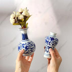 Dandat 8 Pcs Small Blue and White Ceramic Vase, Chinoiserie Floral,Elegant - Image 4