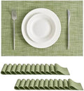 Leetaltree Bean Green Woven Placemats Set of 24 - Heat Resistant Non-Slip Place Mats for Dining Table, Washable Durable PVC Table Mats(Bean Green, 24) by Leetaltree-ArtatEveryTable