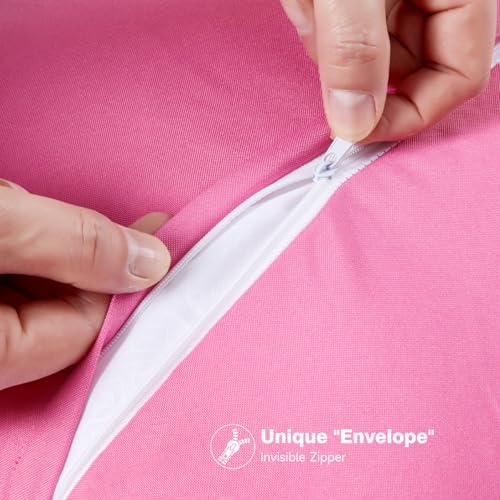 JOJOGOGO Hot Pink Scalloped Outdoor Lumbar Pillow Covers 12x20 Set of 2 - Image 6