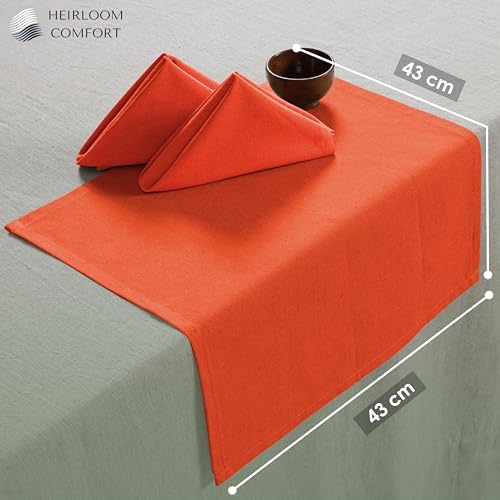 Orange Cloth Napkins 17"x17" - Set of 12-100% Cotton, Durable, Absorbent, Washable, Reusable - Perfect for Summer, Rustic Weddings, Fall, Halloween, Thanksgiving, Everyday Use - Image 4