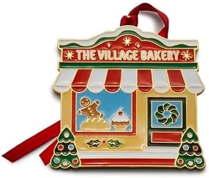 Wallace 2025 Gold-Plated Enamel Christmas Village Bakery Ornament - 2nd Edition Annual Collectible Series - 24K Gold Back, Dated, Gift Box and Velvet Pouch Included by Wallace
