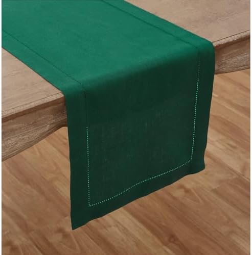 Solino Home 100% Pure Linen Table Runner Rainforest Hemstitch, 14 x 132 in - Image 2