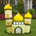 6FT Ramadan Inflatable Yellow and Green Mosque - Islamic Ramadan Decor for Outdoor Front/Back Lawns, Built-in LED Lights and Fan to Blow Up with Air, Iftar/Eid Gift by RamadanInflatablesLLC