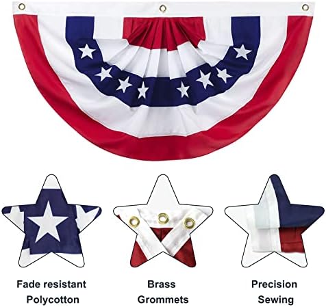 8PCS 2x4 FT American Pleated Fan Flags, Patriotic Bunting - Image 3