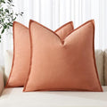 MIULEE Decorative Linen Euro Sham Pillow Covers 24x24 Coral by MIULEE