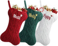 Personalized Dog Christmas Stockings,Custom Embroidered Pet Name & Bone Shape Stocking for Pet,Classic Cable Knit 15.7” Large Dog Stocking for Fireplace Holiday Decor Gifts(3 Pack) by Infiher