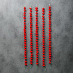 3.5 Ft Red Woolen Marigold Garland | Artificial Flower Garlands | Hosuewarming Indian Wedding Decoration | Woolen Bulk Floral Garlands Wall Decor, Backdrop, Diwali Décor | (Pack of 5) by DesiFavors