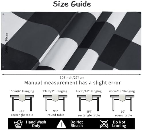 Cupuamon Fabric Checkered Table Runner 12 Pack Waterproof Gingham Table Runner 14W x 108L Buffalo Check Table Runners for Parties Kitchen Dining Wedding Banquet (Black and White) - Image 4