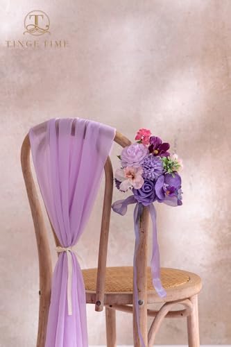 TINGE TIME Artificial Wedding Flower Combo, Rose Dahlia Purple Flowers - Image 6