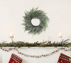 20 Inch Norfolk Pine Winter Wreath (Green & White) - Artificial Pine Greenery Christmas Winter Wreaths for Front Door Porch Wall Window Porch Fireplace Indoor Outdoor Decor Decorations - Image 4