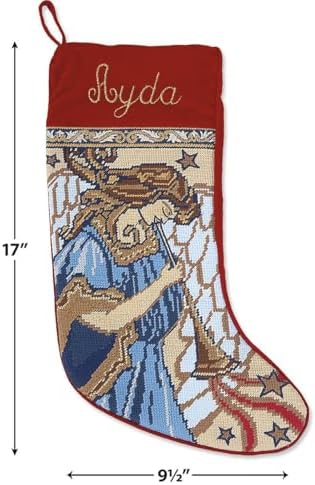 Lillian Vernon Angel Personalized Heirloom Needlepoint Christmas Stocking - Cotton, Holiday Decorations, Heirloom, Tradition - Image 3