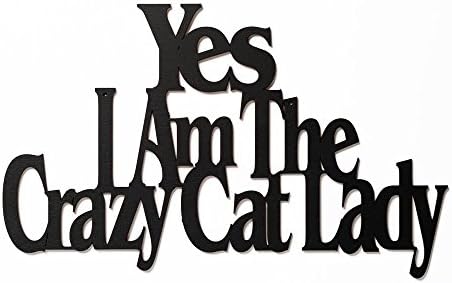 Wall Word Art Decorative Wood Sign for Pet, Dog, Cat, Horse, Pig, Animal Lovers with Fun Sayings and Quotes (Crazy Cat Lady) by MemoryMatsWordArt