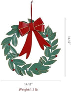 Vintage Metal Christmas Wreath Wall Decor Rustic Xmas Large Distressed Hanging Onaments Wreath for Front Door Porch Wall Home Outdoor Party Decoration, 14 Inch - Image 2
