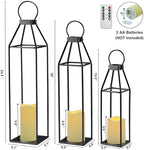Perfnique Set of 3 Black Metal Lanterns w/ Waterproof Flickering Flameless Candle & Remote Timer, Modern Farmhouse Lanterns Decorative for Outdoor, Front Porch, Indoor, Patio, Garden, Fireplace - Image 4