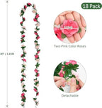 18 Pack 144 FT Artificial Flower Garland Fake Pink Roses Vines Silk Flowers - Image 3