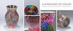 8" Deep Red Rainbow Mosaic Vase, Hand-Pasted Colorful Glass Flower Vase, Vibrant Crackle Art Centerpiece for Modern Home, Office & Creative Decor - Image 6