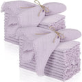 TURSTIN 24 Pieces Lavender Purple Cotton Linen Wedding Napkin Square Rustic Fringe Table Napkin for Dinners, Parties, Weddings by TURSTIN