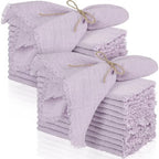 TURSTIN 24 Pieces Lavender Purple Cotton Linen Wedding Napkin Square Rustic Fringe Table Napkin for Dinners, Parties, Weddings by TURSTIN