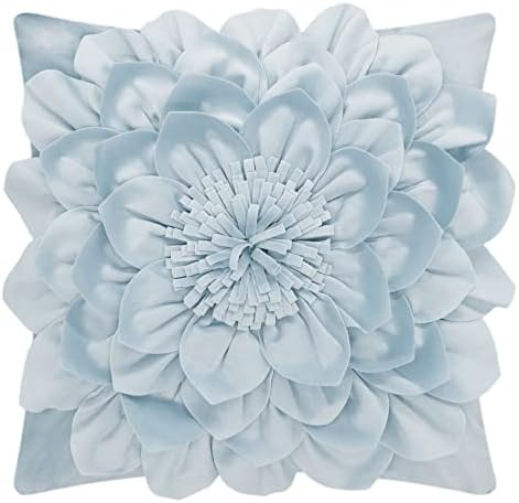 OiseauVoler 3D Flower Throw Pillow Covers Decorative Cushion Cases Soft Velvet Pillowcases Home Couch Car Bed Room Decor 18 x 18 Inch Blue by OiseauVoler