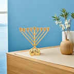 Chanukah Menorah Candle Holder with 9 Branches, Zinc Alloy Modern Candle Stick Holder for Hanukkah Decor, Elegant Gold-Tone Table Decoration for Home and Family Gatherings - Image 6