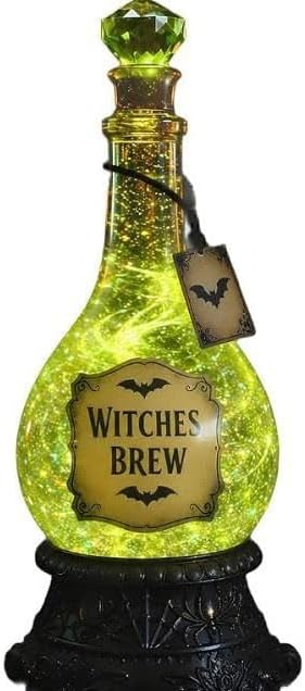 Lighted Witches Brew Poison Bottle Glitter Globe, Green Light Up Halloween Apothecary Decoration with Swirling Glitter Effect Spooky Witchy Tabletop Decor for Mantel Shelf Party Home Office，2Pcs by Unknown