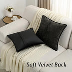 FUTEI Pack of 2 Chenille Soft Throw Pillow Covers 20x20 Inch, Black - Image 5