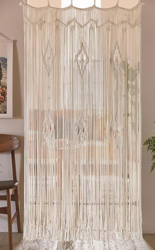Macrame Curtain Long Cotton Window Panel Boho Room Divider 35"W*70"L - Image 3