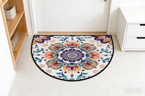 Mandala Door Mat for Outdoor Indoor Welcome Mat Half Round Doormat Entryway Rug 24" x 36" Door Mats for Home - Image 6