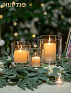 NUPTIO Thick Glass Hurricane Pillar Candle Holders, Set of 3 - Image 4