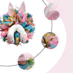 16 Inch Easter Bunny Ears Butt Wreath for Front Door, Bunny Thief Carrots Eggs Mesh Deco Wreath for Spring Easter Decoration, Lovely Bunny for Home Decor Porch Door and Wall - Image 2