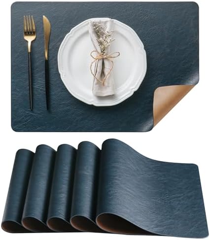 DOLOPL Placemats Set of 6, Reversible Dual-Color Faux Leather Place Mats by DOLOPLOfficial