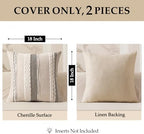 ANRODUO Boho Decorative Throw Pillow Covers White Stripe 18x18 Pack of 2 - Image 4
