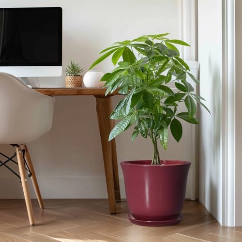 12 Inch Pots for Plants, Ceramic Planter for Indoor Plants, Red - Image 3