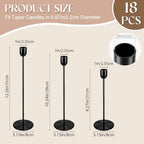 18Pcs Black Candlestick Holders, Metal Tall Taper Candle Stick Holder - Image 5