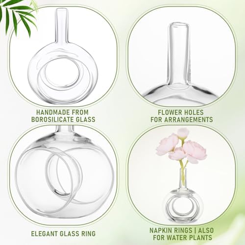 Honeydak 12 Pcs Glass Vases Napkin Rings Hand Blown Borosilicate - Image 3
