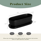 E-liu 11 Inch Oval Ceramic Planter Pot with Drainage Hole Saucers - Image 2