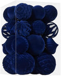 30pcs Velvet Christmas Ball Ornaments, Flocked Shatterproof Christmas Ornaments Hanging Xmas Tree Decorations Set for Home Party Holiday Decor (Multi-Size, Blue) by Unknown