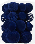 30pcs Velvet Christmas Ball Ornaments, Flocked Shatterproof Christmas Ornaments Hanging Xmas Tree Decorations Set for Home Party Holiday Decor (Multi-Size, Blue) by Unknown