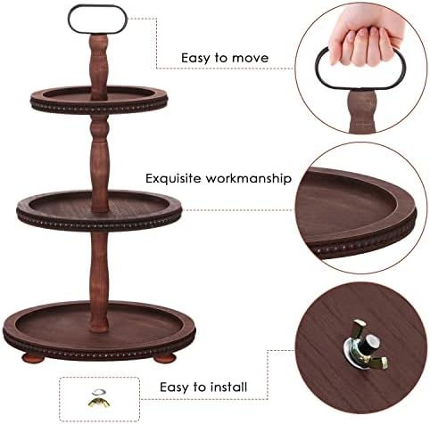 Urban Deco Wooden Tiered Tray 3-Tier Decorative Tray Stand Serving Tray - Image 4