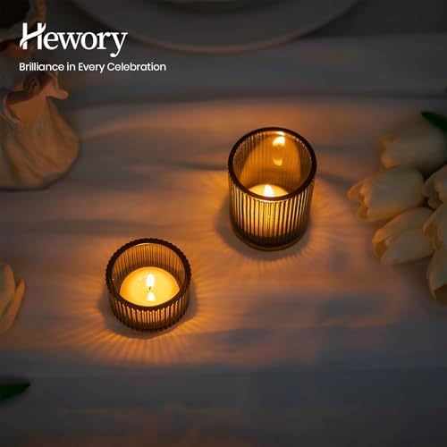 Hewory Glass Tealight Candle Holder: 24 PCS Green Votive Candle Holders - Image 4