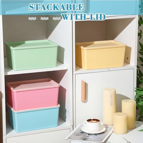 Menkxi 4 Pcs Storage Bins with Lids, Red, Green, Yellow, Blue, Small - Image 5