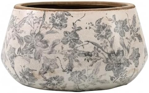 Ceramic Planter Pot, Grey Flower Pot with Drainage Hole, 10in by Unknown